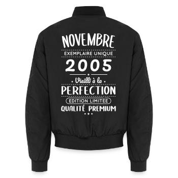 20th Anniversary - November 2005 Perfection - Unisex Bomber Jacket - black - Back - AI Model Male 185 light (185cm)