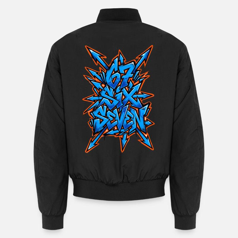 67 Six Seven Meme 6 7 - Unisex Bomber Jacket - black