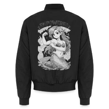 Empowered Mermaid – Starke Meerjungfrau Power - Unisex Bomberjacke - Schwarz - Hinten - AI Model Male 185 light (185cm)