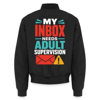Inbox Adult – E-Mail und Büro Humor - Unisex Bomberjacke - Schwarz - Hinten - AI Model Male 185 light (185cm)