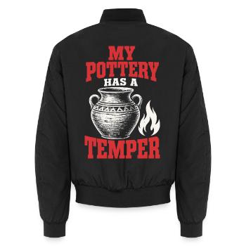 Töpferware hat Temperament - Unisex Bomberjacke - Schwarz - Hinten - AI Model Male 185 light (185cm)