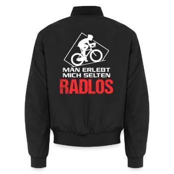 Radlos Fahrradfahrer Fahrradfahrerin Sprüche - Unisex Bomberjacke - Schwarz - Hinten - AI Model Male 185 light (185cm)