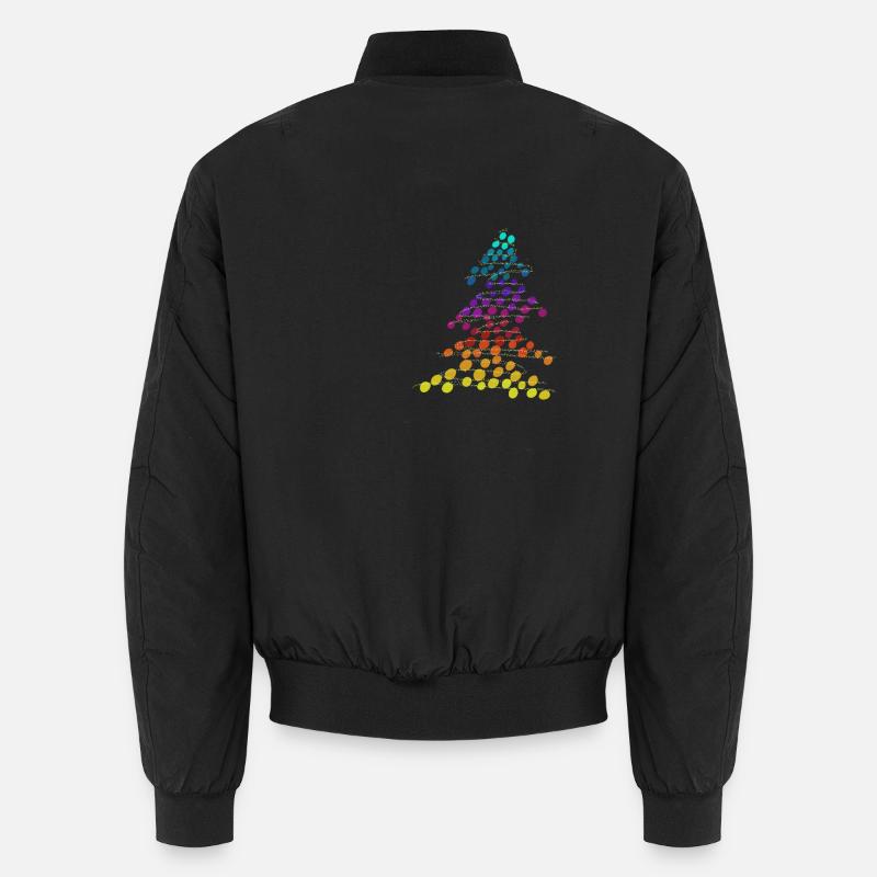 Rainbow Neon Christmas Tree – Dots & Lights Unisex Bomber Jacket