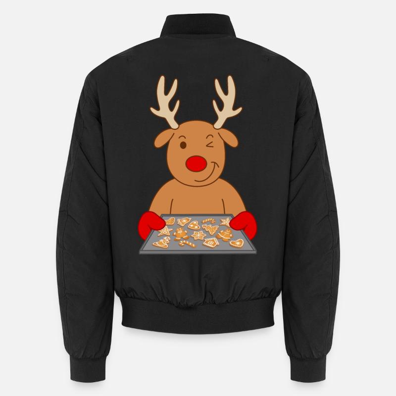 Reindeer Christmas biscuits Baking cookies - Unisex Bomber Jacket - black