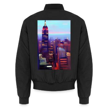 New York City Skyline - Unisex Bomberjacke - Schwarz - Hinten - AI Model Male 185 light (185cm)