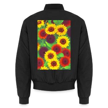 Sunflowers - Unisex Bomber Jacket - black - Back - AI Model Male 185 light (185cm)