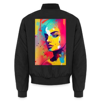 Abstract art - Unisex Bomber Jacket - black - Back - AI Model Male 185 light (185cm)