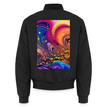 Abstract art - Unisex Bomber Jacket - black - Back - AI Model Male 185 light (185cm)