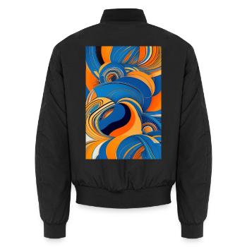 Abstract art - Unisex Bomber Jacket - black - Back - AI Model Male 185 light (185cm)