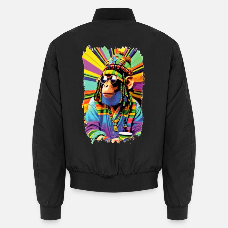 Bunter Reggae Afro Rasta Cartoon Affe Unisex Bomberjacke