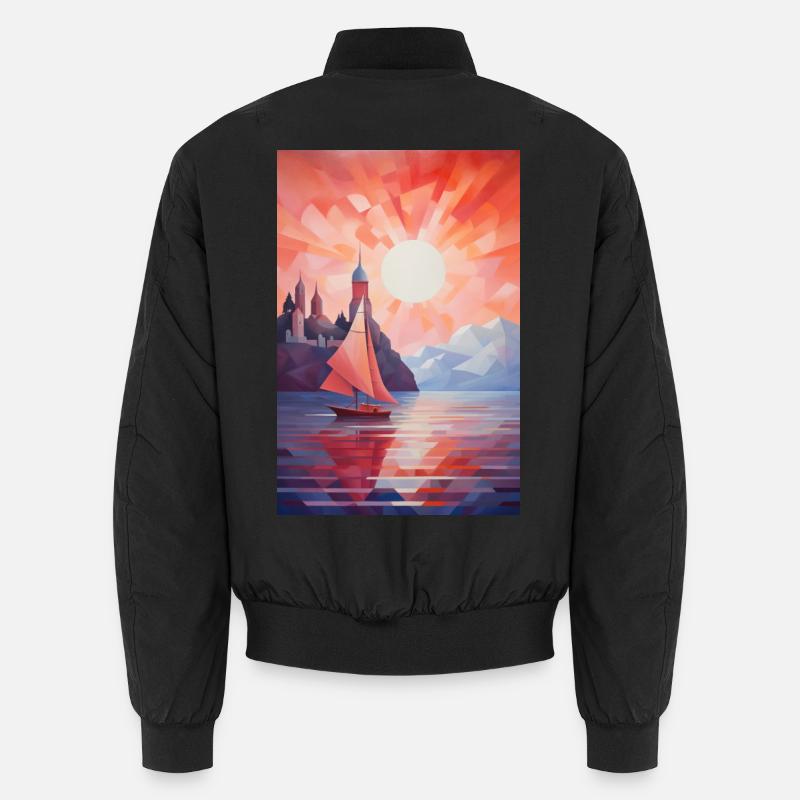 Paysage Maritime dans un style géométrique - Bomber unisexe - noir