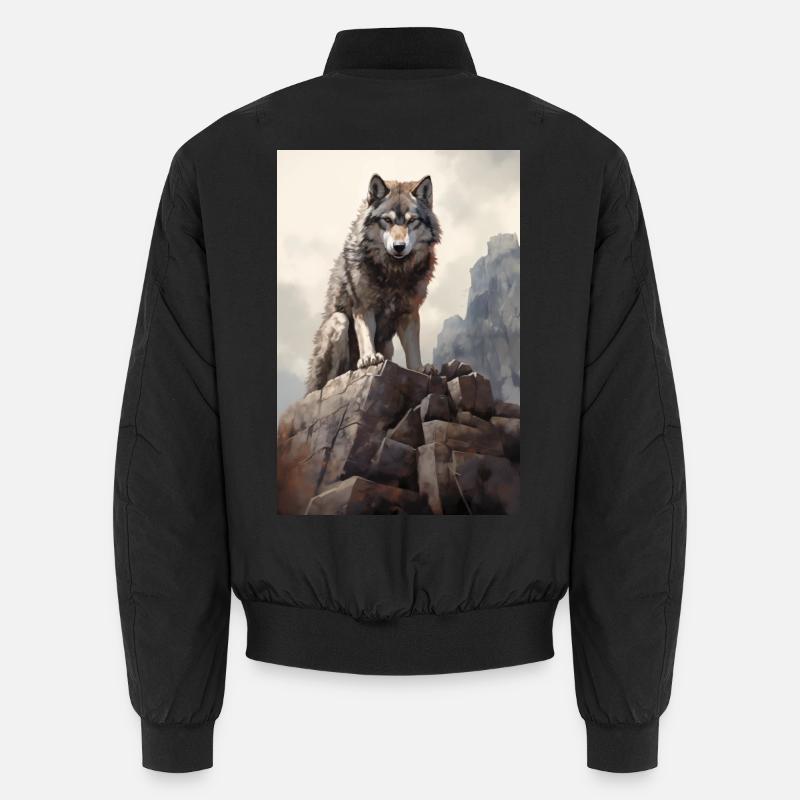 Wolf Illustration - Unisex Bomberjacke - Schwarz