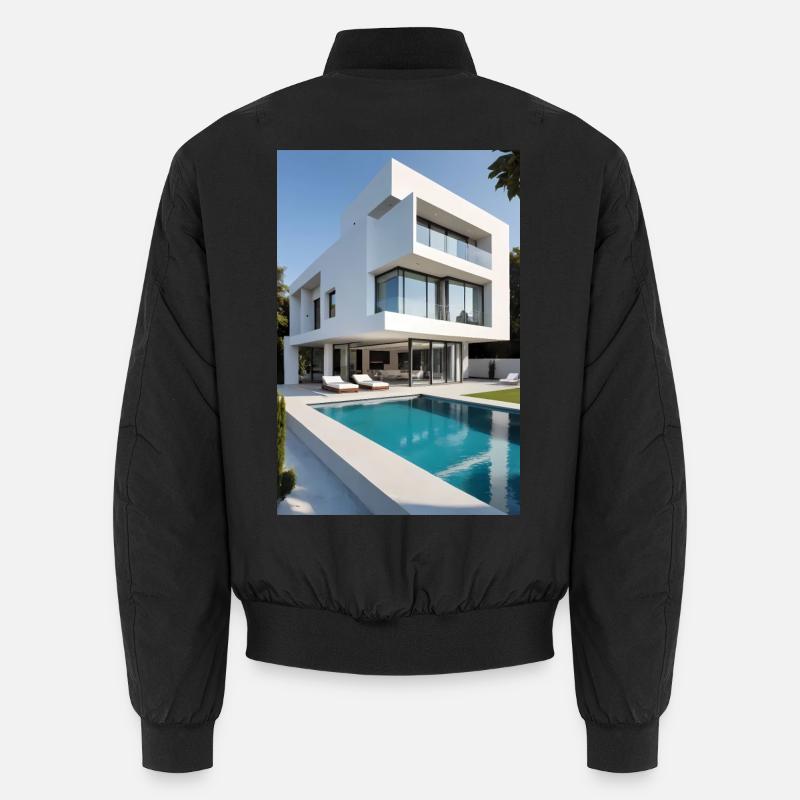 Weiße Villa mit Pool Unisex Bomberjacke