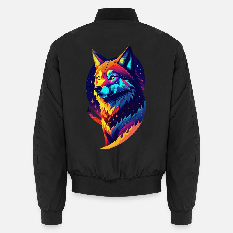 Wolf in der Nacht - Mehrfarbiges Dekor Unisex Bomberjacke