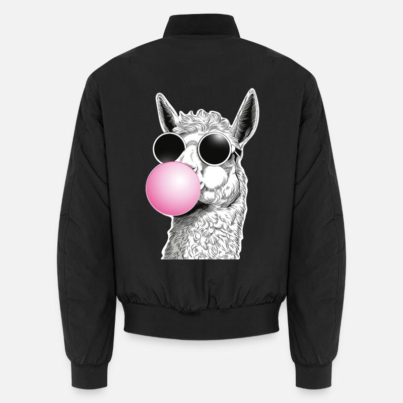 Bubble llama with humorous sunglasses Unisex Bomber Jacket