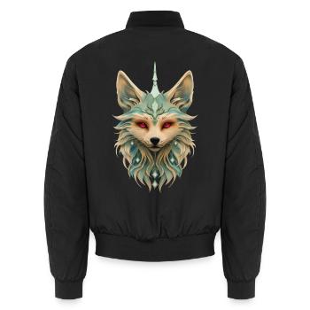 Mystischer Fuchs mit stechend roten Augen. - Unisex Bomberjacke - Schwarz - Hinten - AI Model Male 185 light (185cm)