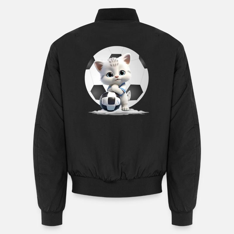 Kätzchen-Maskottchen mit Fußball Unisex Bomberjacke
