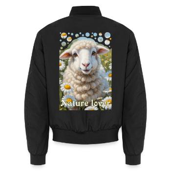 Amoureux de la nature câlin mouton fleur prairie - Bomber unisexe - noir - Dos - AI Model Male 185 light (185cm)