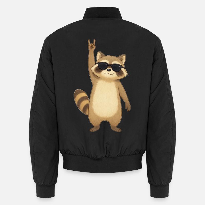 Retro Waschbär Rocker - Unisex Bomberjacke - Schwarz