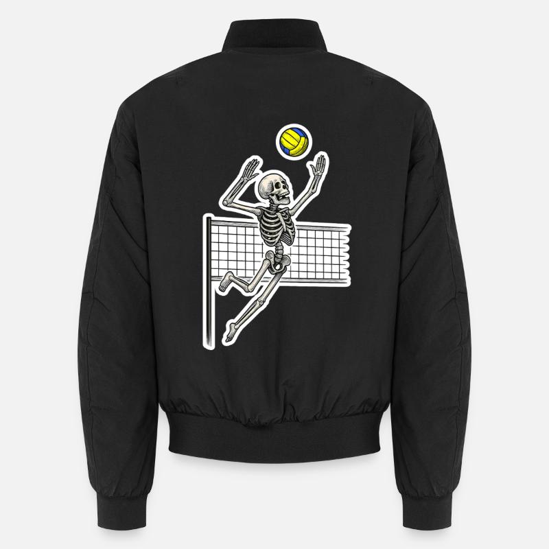 Volleyball Skeleton Spike - Unisex Bomber Jacket - black