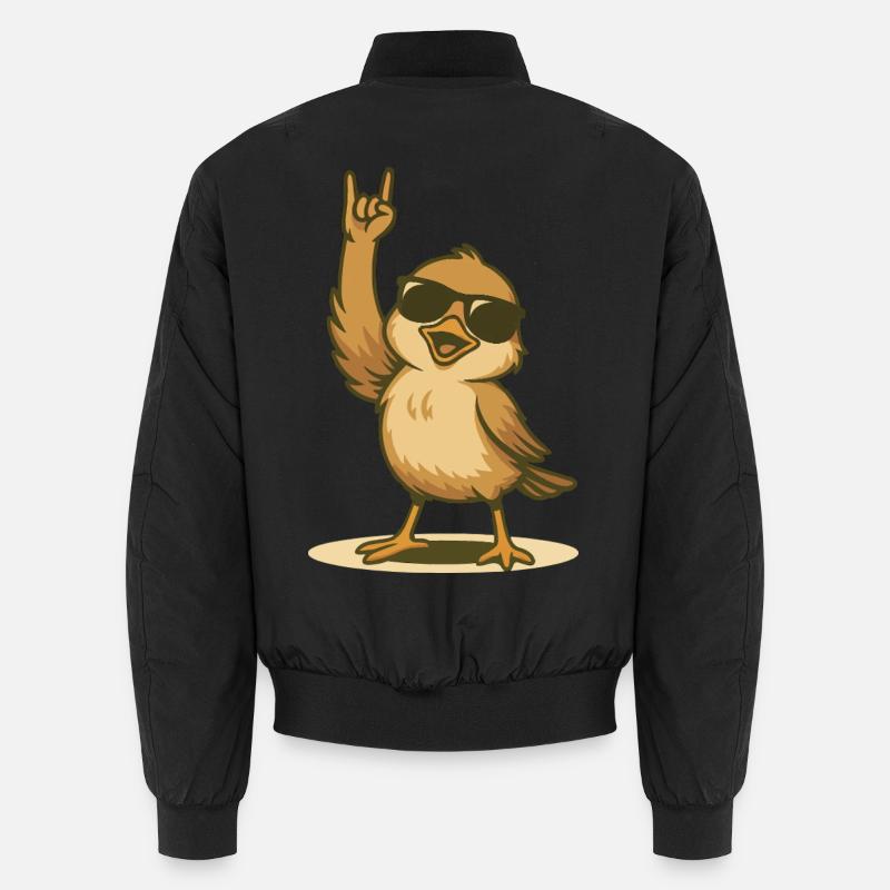 Rockender Spatz mit Sonnenbrille Unisex Bomberjacke