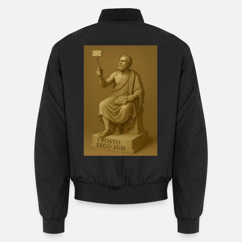 Ancient Philosophy Selfie Statue - Unisex Bomber Jacket - black
