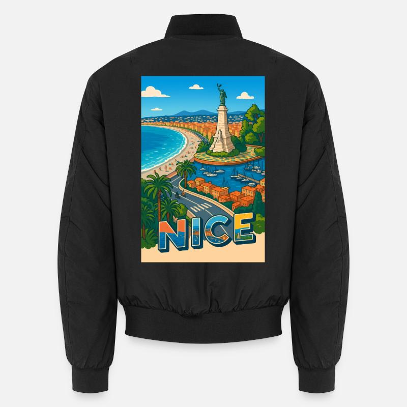 Nice Iconic View with Statue and Sea Unisex Bomber Jacket