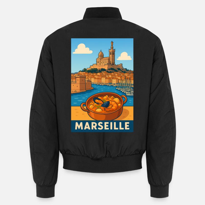 Marseiller Küche in einer ikonischen Landschaft Unisex Bomberjacke