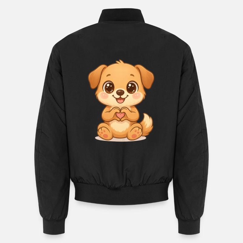 Süßer Hund mit Herzhänden - Unisex Bomberjacke - Schwarz