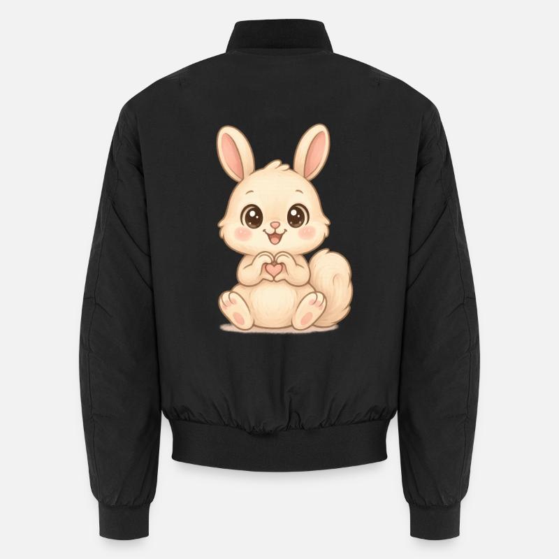Lapin mignon avec des mains en forme de cœur Bomber unisexe