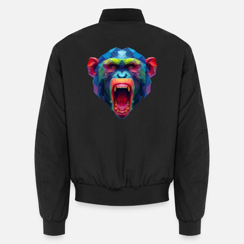 Bunter Polygonaffen Kopf Unisex Bomberjacke