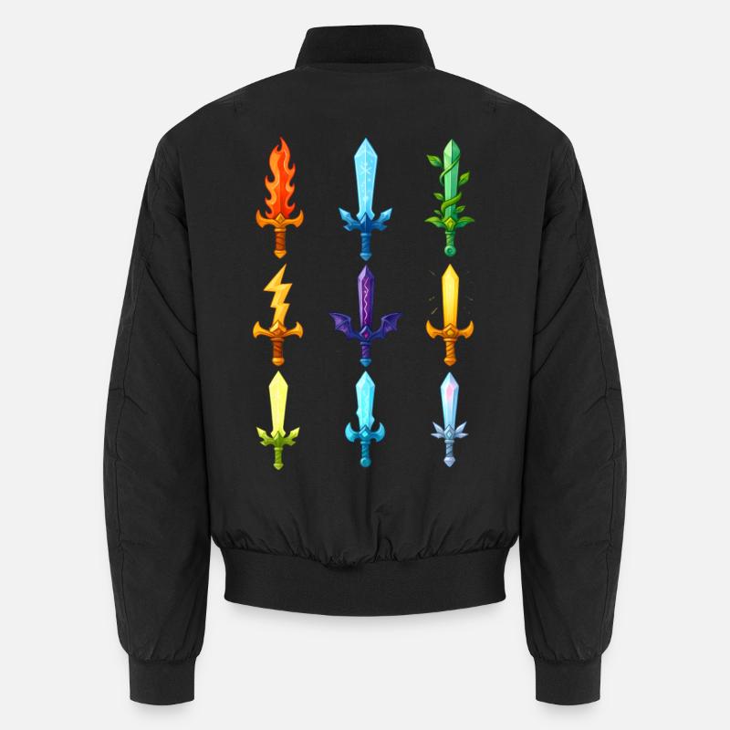 Bunte Fantasy Schwerter Design - Unisex Bomberjacke - Schwarz