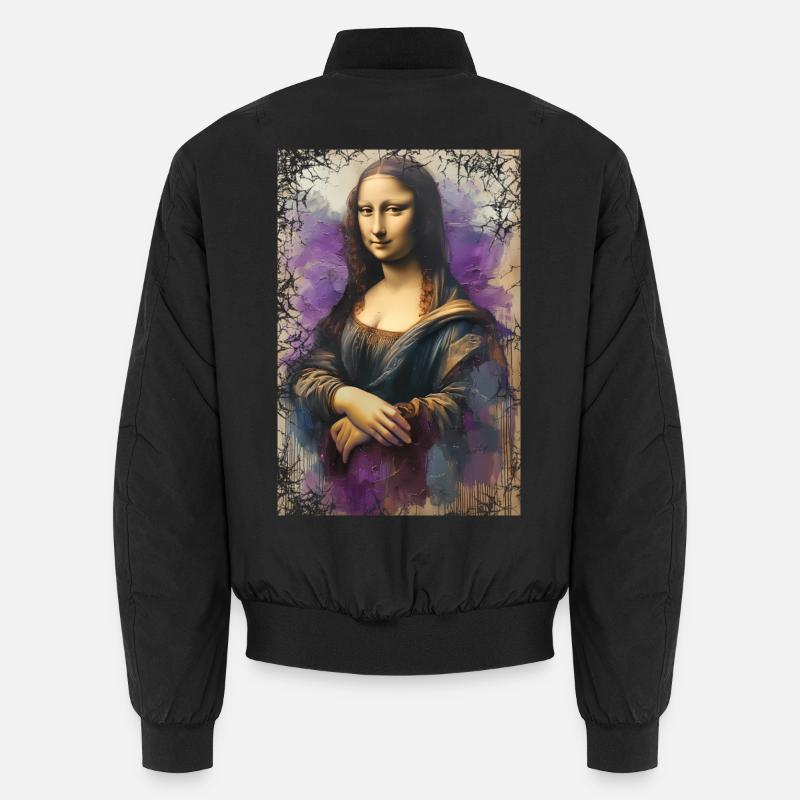 Mona Lisa w nowej odsłonie - olej na płótnie - Kurtka bomber unisex - czarny