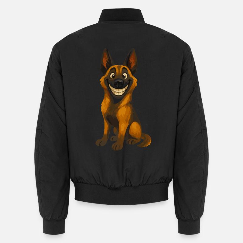 Grinning Malinois Cartoon Unisex Bomber Jacket