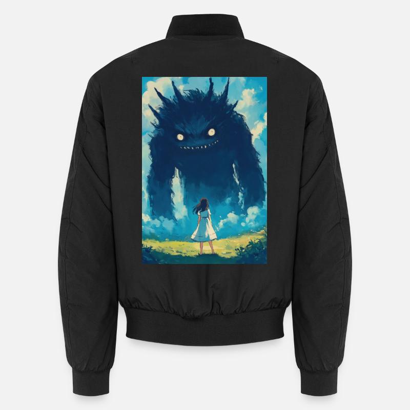 Ein Mädchen steht einem Monster gegenüber Unisex Bomberjacke