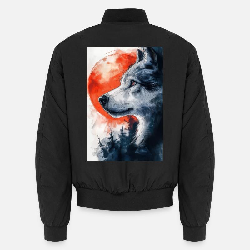 Illustration eines Wolfes - Unisex Bomberjacke - Schwarz