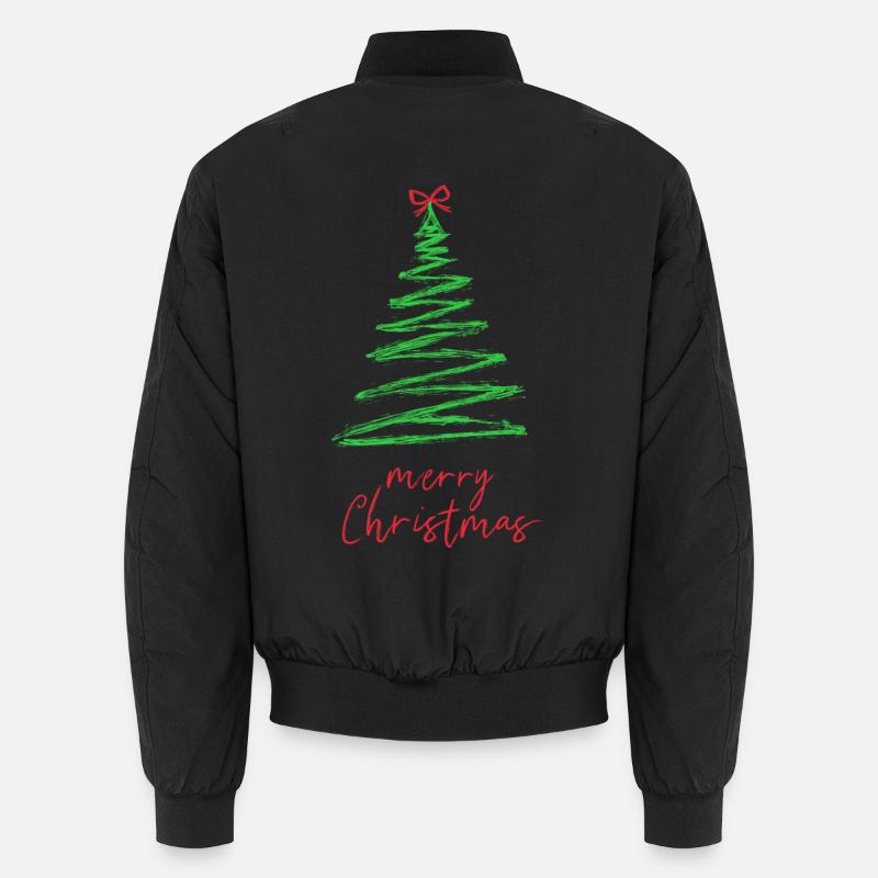Green Christmas Tree Brush Style Unisex Bomber Jacket