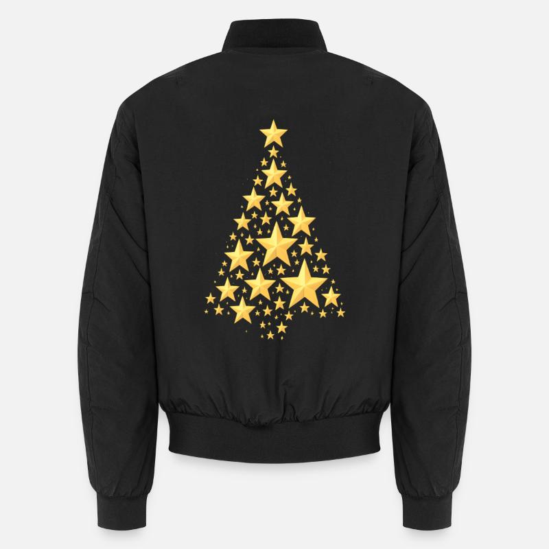 CHRISTMAS TREE WITH STARS - Unisex Bomber Jacket - black