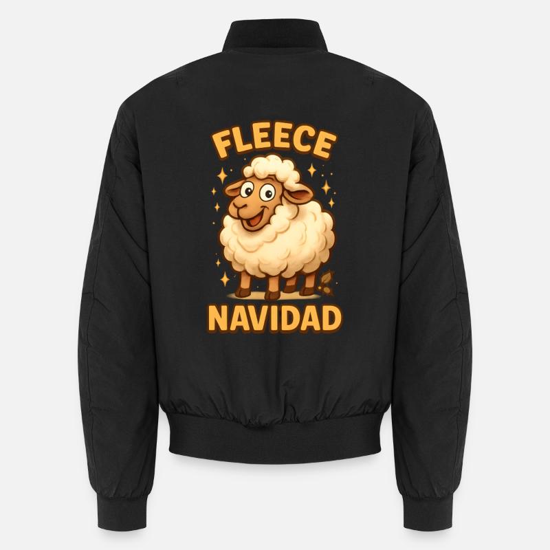 Fleece Navidad Sheep - Unisex Bomber Jacket - black