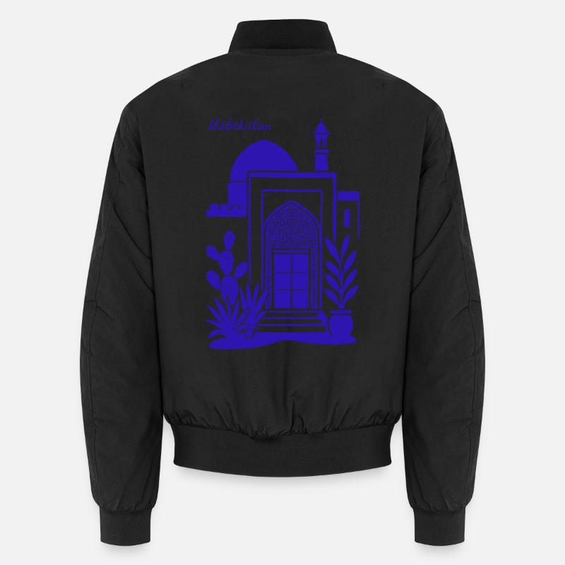 Uzbekistan Architecture Blue Silhouette Unisex Bomber Jacket
