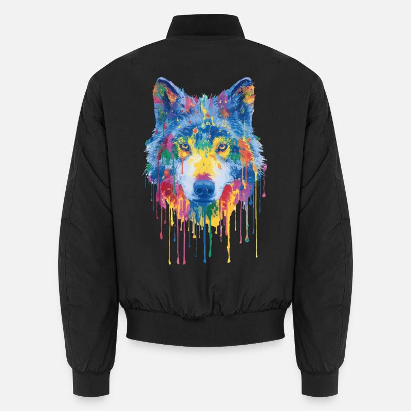 Wolf - Unisex Bomberjacke - Schwarz
