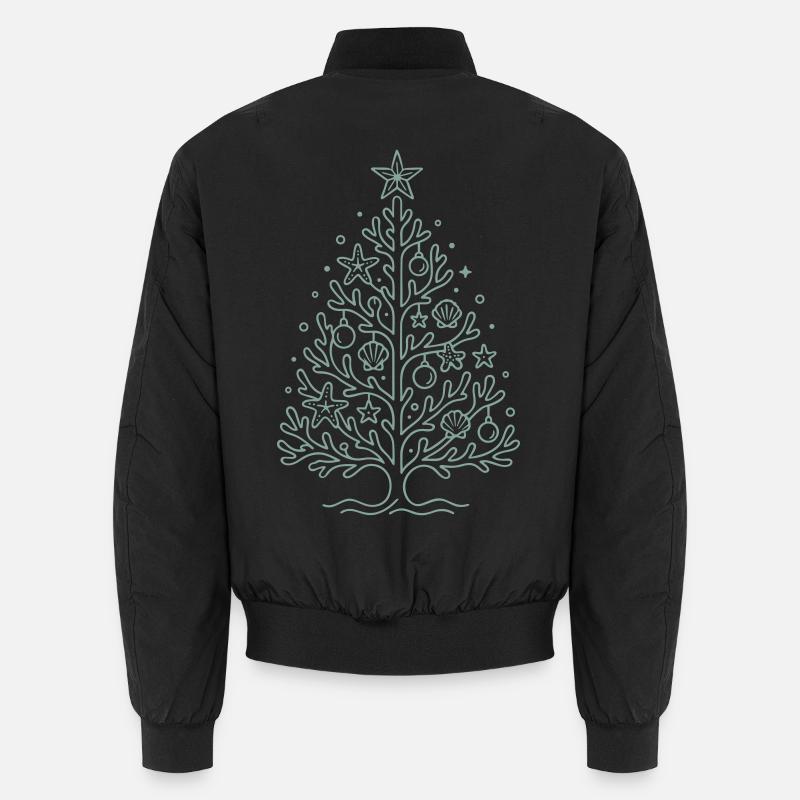 Maritime Christmas Christmas Tree with Shells Unisex Bomber Jacket
