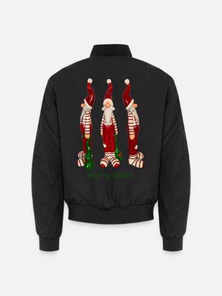 lustiger Weihnachtsmann vorne, rechts, links - Unisex Bomberjacke - Schwarz