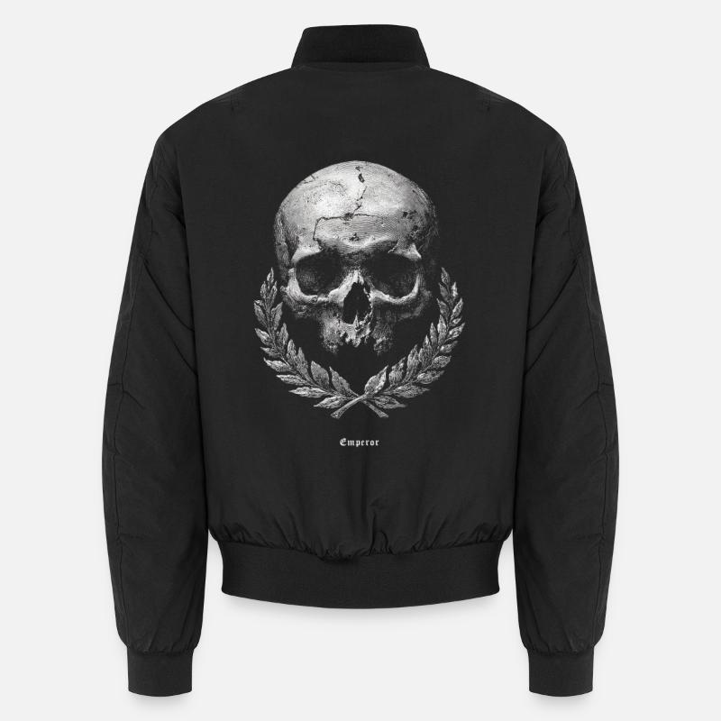 Skull with Laurel – Dark Vintage Unisex Bomber Jacket