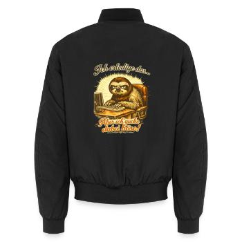 Ich mach das Faultier lustiger Büro Spruch - Unisex Bomberjacke - Schwarz - Hinten - AI Model Male 185 light (185cm)