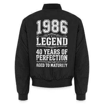 Jahrgang 1986 Legende 40 Geburtstag - Unisex Bomberjacke - Schwarz - Hinten - AI Model Male 185 light (185cm)