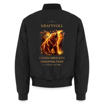 Baer-_Kraftvoll_Unerschrocken_Unaufhaltsam - Unisex Bomberjacke - Schwarz - Hinten - AI Model Male 185 light (185cm)
