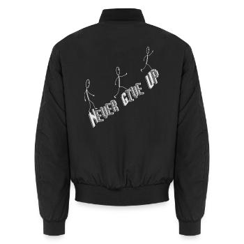Never give up, Spruch Lauf weiter Strichmännchen  - Unisex Bomberjacke - Schwarz - Hinten - AI Model Male 185 light (185cm)