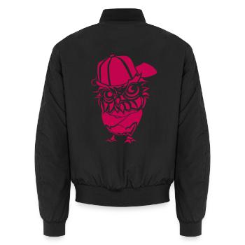 Hip Hopper Owl - Unisex Bomber Jacket - black - Back - AI Model Male 185 light (185cm)