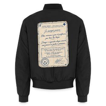 Fausse ordonnance vintage humoristique sur la cour - Bomber unisexe - noir - Dos - AI Model Male 185 light (185cm)